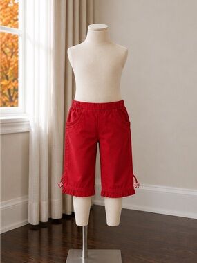 Jacadi Red Ruffle Hem Hidden Zipper Girls' Pants